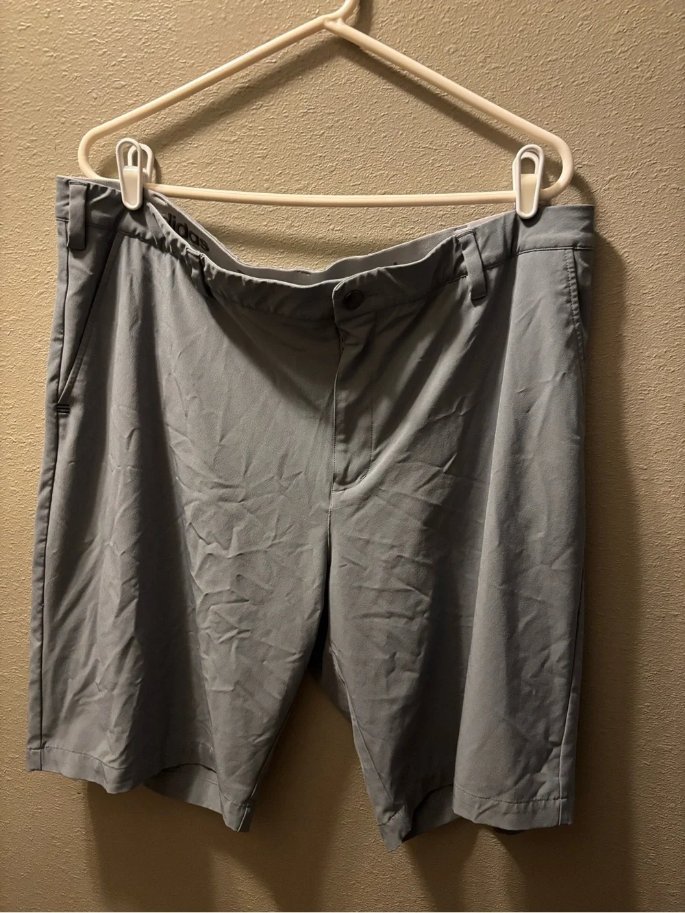 adidas Men's Light Gray Flat-Front Performance Shorts